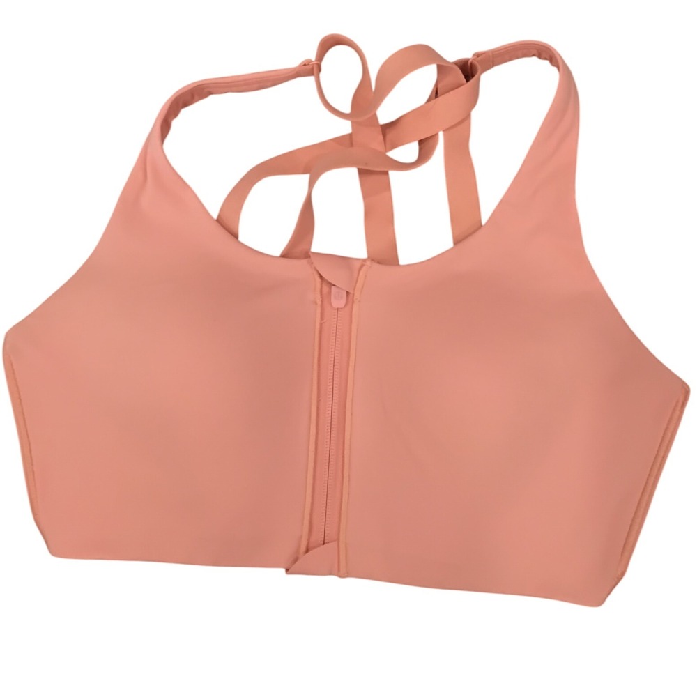 Lululemon Orange‎ Peach Front Zip Racerback Sports Bra Medium